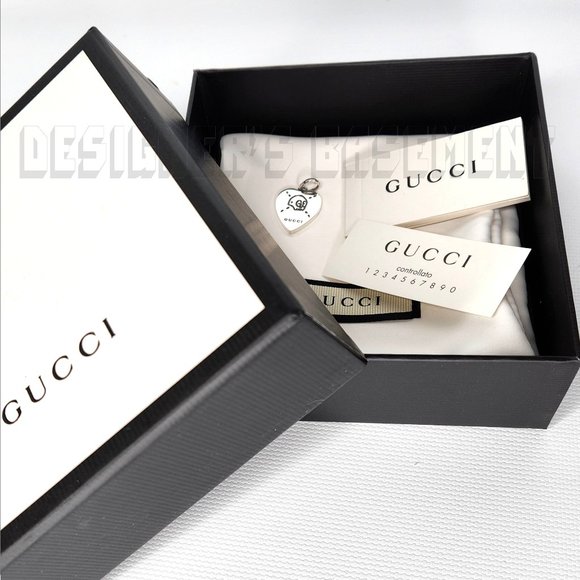 GUCCI Ag925 Sterling Silver HEART with GG SKULL Trouble Andrew pendant charm NIB - Picture 4 of 6